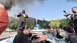 The Depravity of these Anti-American Rioters holds no Boundaries. Destroys Emergency Vehicle