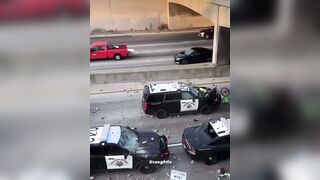 Rioters hide on Bridge and Stone Entire Troop of LAPD. This is CRAZY