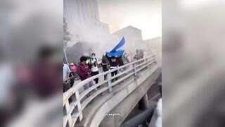 Rioters hide on Bridge and Stone Entire Troop of LAPD. This is CRAZY