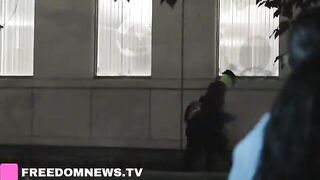 Rioters are now SMASHING THE WINDOWS of LAPD’s Headquarters