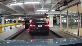 This is from Houston Texas. Man in Parking Garage pulls Shoots at Random Cars