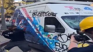 Woke Telemundo Goes To LA Riots to Report on How Peaceful They Are... Van Gets Destroyed.