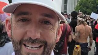 Raw footage. Reporter kicked hard in the back at the anti-ICE rally in Denver