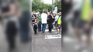 Raw footage. Reporter kicked hard in the back at the anti-ICE rally in Denver