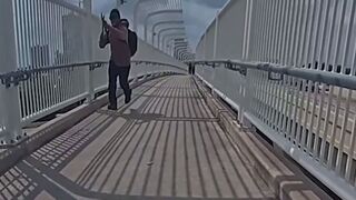 Houston: Man charging Female Officer is Knocked off his Feet by Bullets
