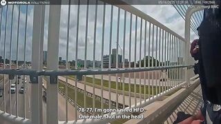 Houston: Man charging Female Officer is Knocked off his Feet by Bullets