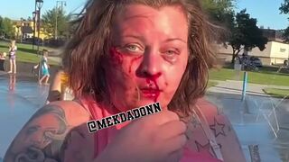 Loud mouth karen punished hard by angry mother in public park