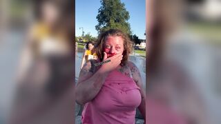 Loud mouth karen punished hard by angry mother in public park