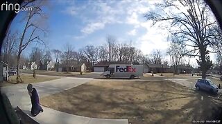 FedEx Driver Stops to Pray at Shrine Outside Customers Home.