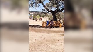 Girl walking full naked at public festival