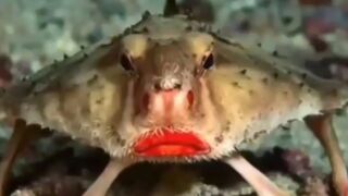 Meet the Batfish, Plump and Bright Red Lips but he won't Smile for us