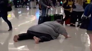 Fat Dude is Like a Turtle Flipped Over on its Shell... No one helps?