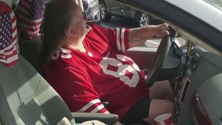 American heavy set Fella is Lit up by Police in California after Ramming Cars in Drive-Thru