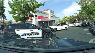 American heavy set Fella is Lit up by Police in California after Ramming Cars in Drive-Thru