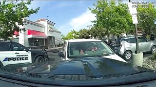 American heavy set Fella is Lit up by Police in California after Ramming Cars in Drive-Thru