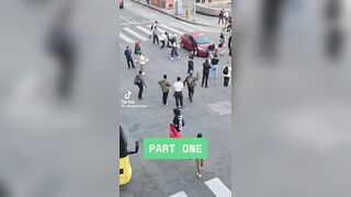 Female Anti-ICE rioter get rammed and run over by a car in LA after attacking vehicle