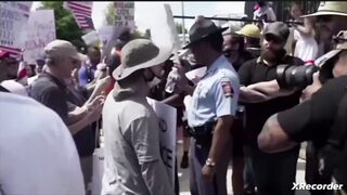 Proud Bois sad tiny YesKings turnout surrounded by Peacefully Protesting Patriots