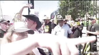 Proud Bois sad tiny YesKings turnout surrounded by Peacefully Protesting Patriots