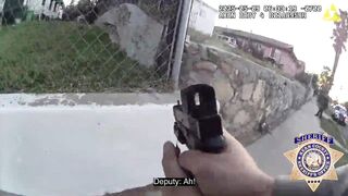 Cop thinks Man on Porch with a Gun is Dead, but he Fires back striking the Officer