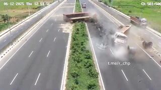 Truck vs Truck in Epic Collision on the Highway (Driver Died)