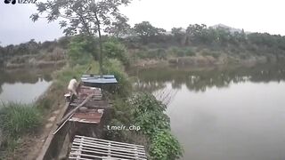 Man messing around on the River is Woken Up by Above