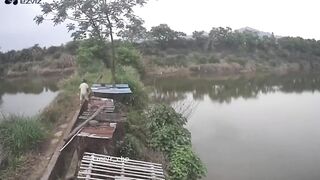 Man messing around on the River is Woken Up by Above