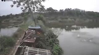 Man messing around on the River is Woken Up by Above