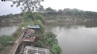 Man messing around on the River is Woken Up by Above
