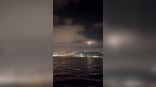 Footage recorded from Sea Ship shows Images of the Iranian attack on Israel.