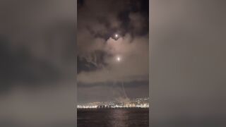 Footage recorded from Sea Ship shows Images of the Iranian attack on Israel.