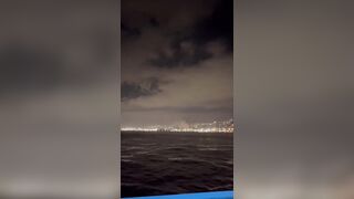 Footage recorded from Sea Ship shows Images of the Iranian attack on Israel.