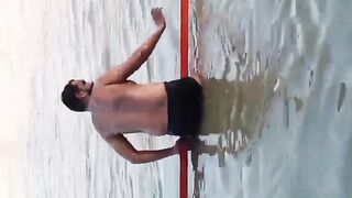 Another Dummy thinks hes a strong swimmer