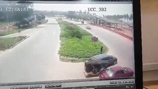 ONE Truck takes out 3 Vehicles and a Person, Completely Flattened (Aftermath included)