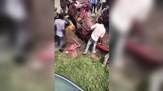 ONE Truck takes out 3 Vehicles and a Person, Completely Flattened (Aftermath included)