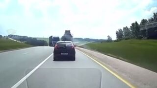 Big Rig Driver crosses Yellow Line into a Cement Truck