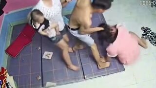 Tough Guy in Vietnam removes his Shirt to Beat up his Girl in Pink