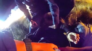 Heroic Police save Woman fleeing them from Burning Alive in her Car