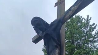 God will not be mocked. Someone tried to burn a cross with Jesus Christ in a cemetery in UK.