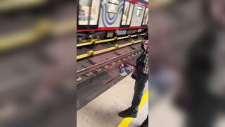 Man fell asleep on the Subway Train Tracks..