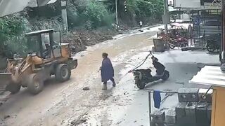 Once again, Mother Nature moves Construction Truck like it's a Toy