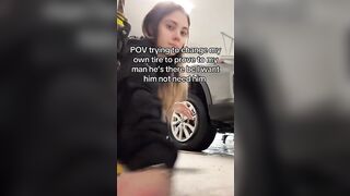 "Anything a Man Can Do"..... She Changes a Tire! Lol