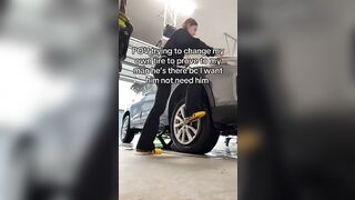 "Anything a Man Can Do"..... She Changes a Tire! Lol