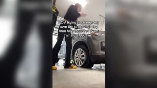 "Anything a Man Can Do"..... She Changes a Tire! Lol