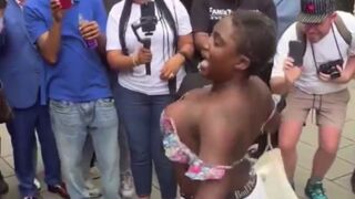 Disgusting Diddy fans Soak themselves in Oil outside Courtroom after Acquittal LOL