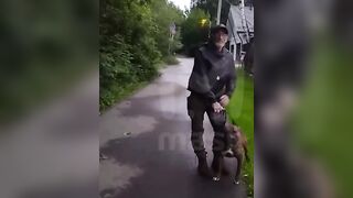 Man lets his Muscular Pitbull attack on Woman because he can