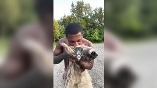 Illinois Thug Found Dead Raccoon Decides to Eat it Raw and Drink its Blood