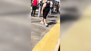 Big Black Man in All White tries to Kidnap Woman on NYC Subway in broad daylight..Finds Out