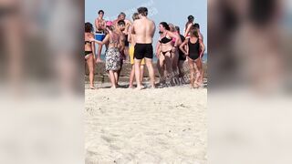 Drunk, Middle-Aged Tattoo'd up Woman gets her Butt Kicked on the Beach
