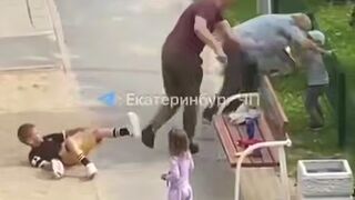 Dad knocks out Granny for touching Son's Baseball Cap