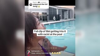 Nasty Karen Pulls the Race Card When Asked to Stop Filming her Butt in front of Children Swimming.